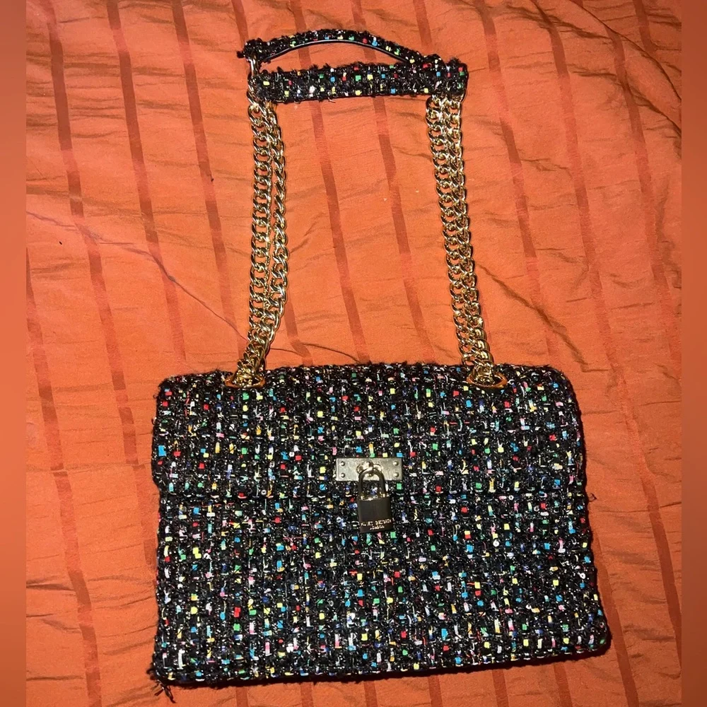 Kurt Geiger Black Multicolor Tweed Shoulder Bag - Picture 3 of 5
